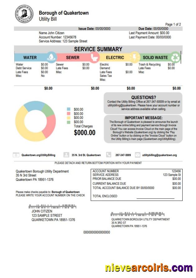 USA Pennsylvania Quakertown Borough utility bill